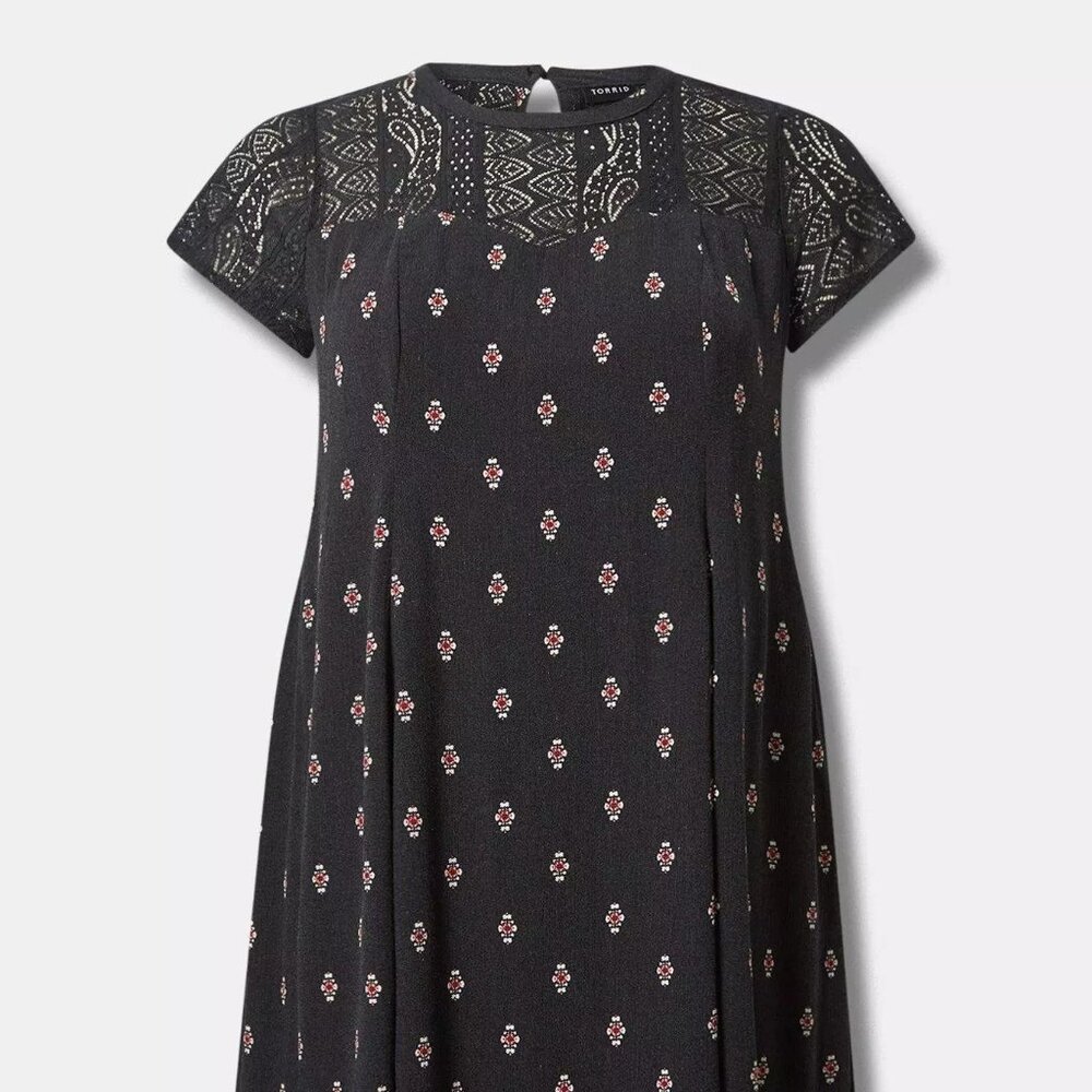 Torrd size 2x Mini Washable Gauze Lace Yoke Trapeze Dress